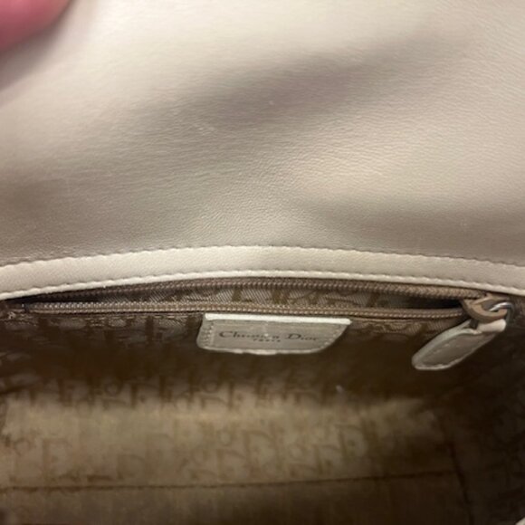 Auth SMALL LADY DIOR Cannage Quilted Leather Bag in LATTE Cream, Silver Hardware - Picture 10 of 15